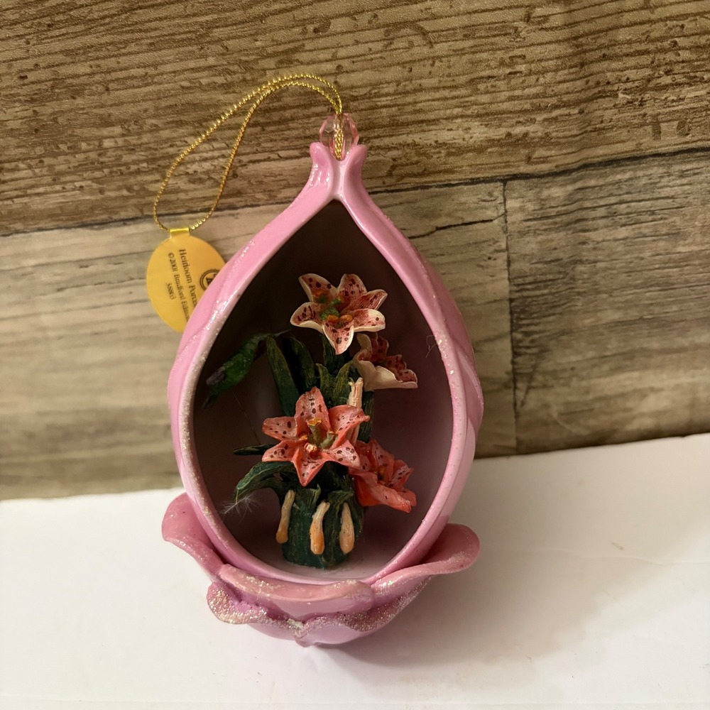 Bradford Editions Lena Liu Crimson Jewels Heirloom Porcelain Lily Ornament 38863